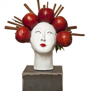 Maiko- clay sculpture and mixed media- W43 x H51 x D47