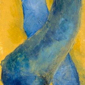 Trittico azzuro, Olio e cera su carta, 210 x 50 cm