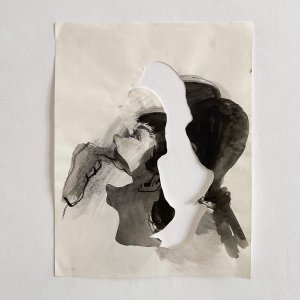 Liana Zanfrisco, 2023, Face to face n.10, 29,7 X 42 cm, inchiostro, pigmento, carta