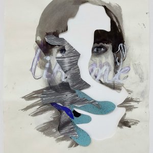 Liana Zanfrisco, 2023, Face to face n.05, 29,7 X 42 cm, inchiostro, pigmento, carta