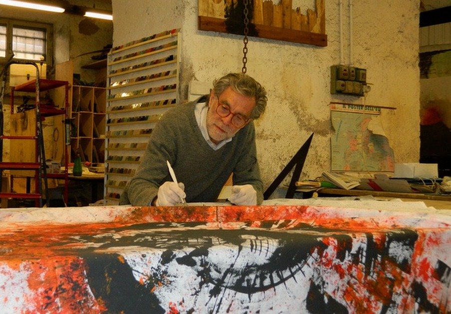 Michel in his atelier in Rome, Viale delle Milizie, 76