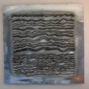 Marilyn (100×100 cm) – 2016  Lastra di zinco, acido muriatico, acido solforico, pigmento di colore e resina.