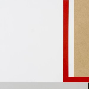 Work in progress (bolla e squadro rosso), 70x50 cm, Pittura, Smalto e vinile adesivo su MDF, 2017