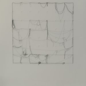 Quadro quasi svedese IV, 2017 - perni di alluminio, filo di cotone, parete, cm. 140 x 140