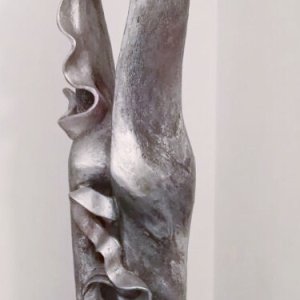 JOIE DE VIVRE, totem ceramico patinato argento.h1,80cm-collezione privata
