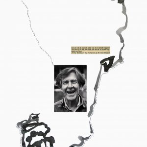 Jacopo Benci, “Dessin lisible [John Cage, Oscar Wilde]”, 2018, inchiostro e collage digitale su carta, 48 x 33 cm