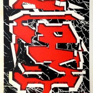 Marmo nero su rosso, Xilografia, 70 x 50, 2018