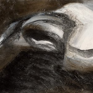 La musica di Aleppo, 60x110cm, oil and sand on canvas, 2018