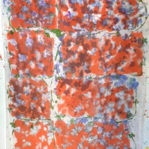 series Fiori d'artificio Technics: painting on cotton cloth