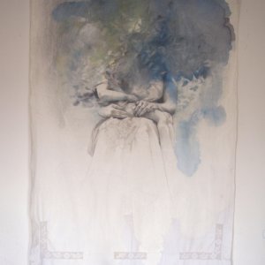 mother tonghe, silverpoint and ink on fabric