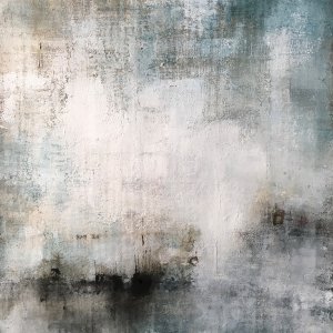 Paesaggio con darsena e nebbia n. 2; cemento, asfalto, bitume, acrilico, pigmenti naturali su garza, cm 39 x 42, 2021