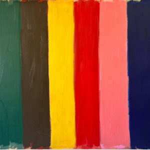 Otto strisce verticali di colore, olio su tela, 100x140 cm, 2023