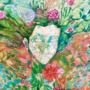 Spirito dei fiori - 2022 - dettaglio - olio su carta applicata su legno - 90 x 53 cm.jpg