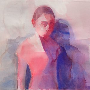 girl and shadow, 2022, acquerello