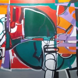 CAMPITURE A CONFRONTO - acrylic on plexiglass 86cmx98cm - 2023. Exhibited in the Q'4RT Space at the Hotel Oxford in Rome