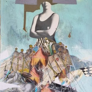Simona Gasperini, Le Carrousel, 100X70, collage mix media su tela, 2023
