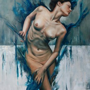 Carla Pugliano, Nemesi blu, 120x100, olio su tela 