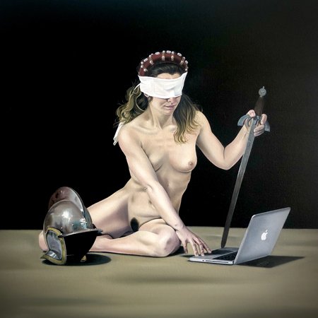 Brave nudity 61 x 61 cm, olio su tela di Alessio Pistilli