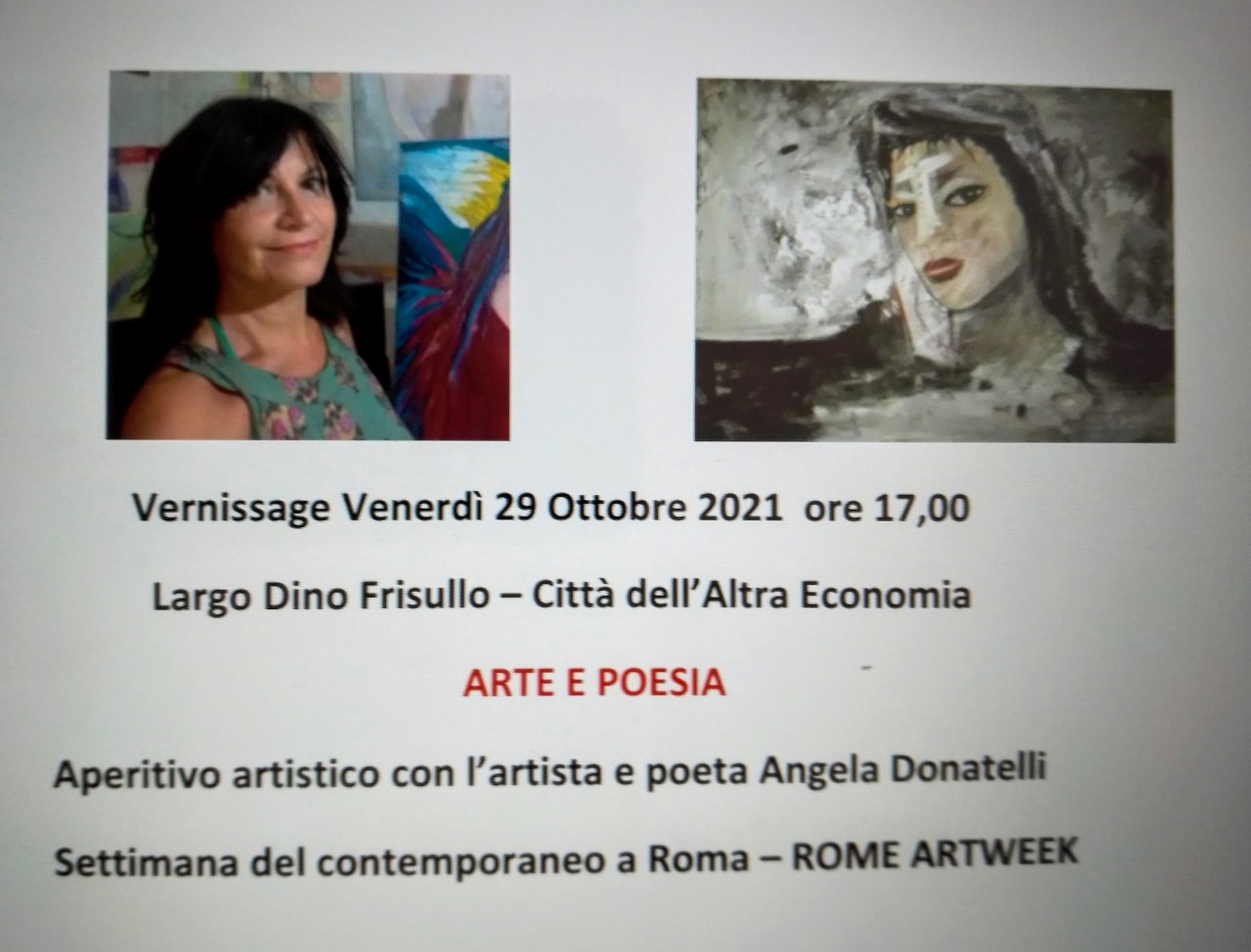 OPEN STUDIO ARTE E POESIA     Aperitivo con l'artista Angela Donatelli