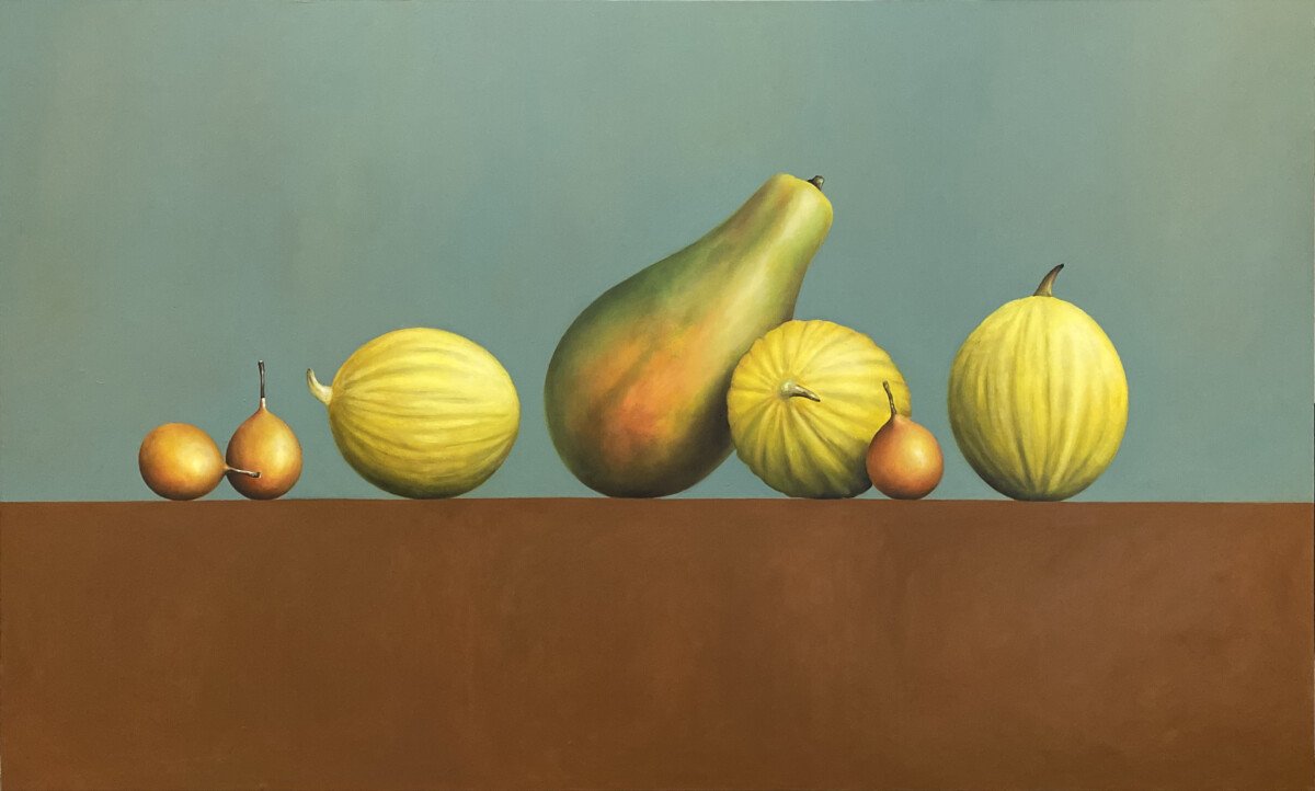 COMPOSITION WITH TROPICAL FRUITS, 2022, oil on canvas, 150 x 250 cm