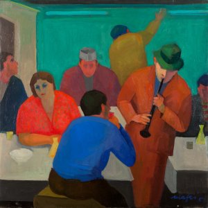 Mario Mafai, Osteria al neon, 1952, olio su tela, cm. 77x77