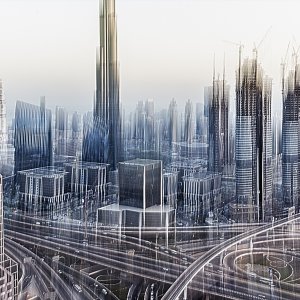 ROBERTO POLILLO - Fromthe Series Future Cities Dubai 2016 - Fineart Print on Canvas cm.210x140